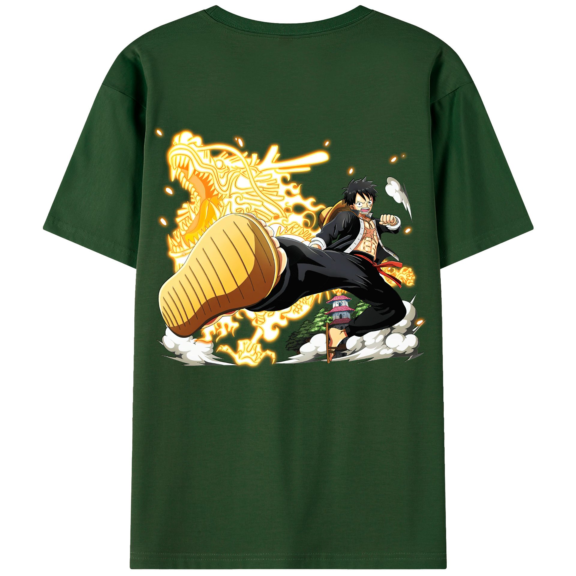 ワンピース モンキー・D・ルフィ ONE PIECE Monkey D. Luffy 綿100％半袖Tシャツ（背面プリント）